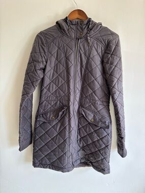 Roxy Quilted Hooded Puffer Jacket - Gray